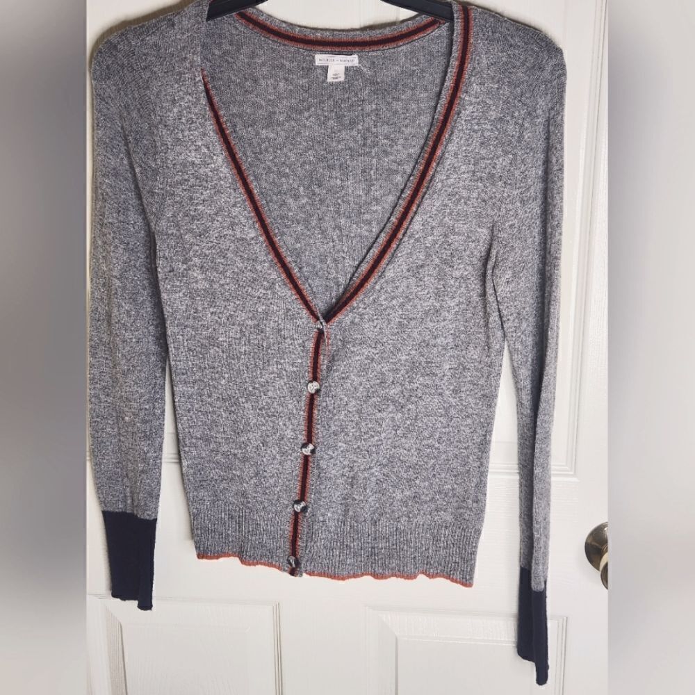 Melrose &Market M Gray Lngslvs Knit Wool Blend ButtonsUp Women Sweater  Cardigan